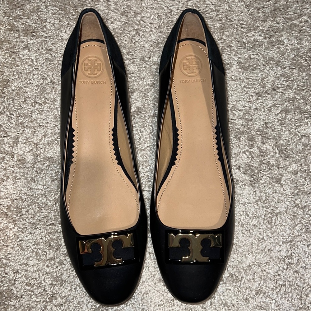 Gigi 20MM Round toe flat - Calf leather/silk suede Black